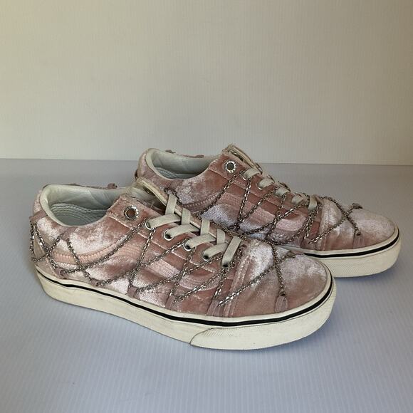 Vans x Sandy Liang Pink Velvet Chain Sneakers • Women’s US 6 • Limited Edition - Picture 3 of 10